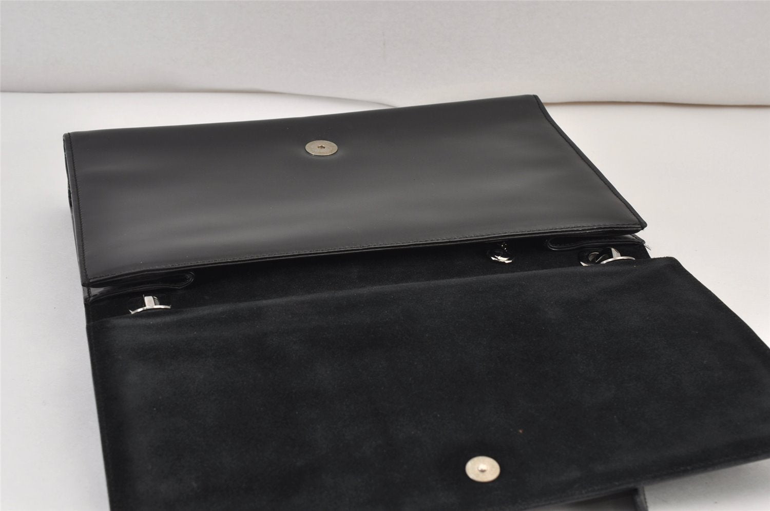 Authentic GUCCI Vintage Shoulder Hand Bag Purse Enamel 0013033 Black 1154K