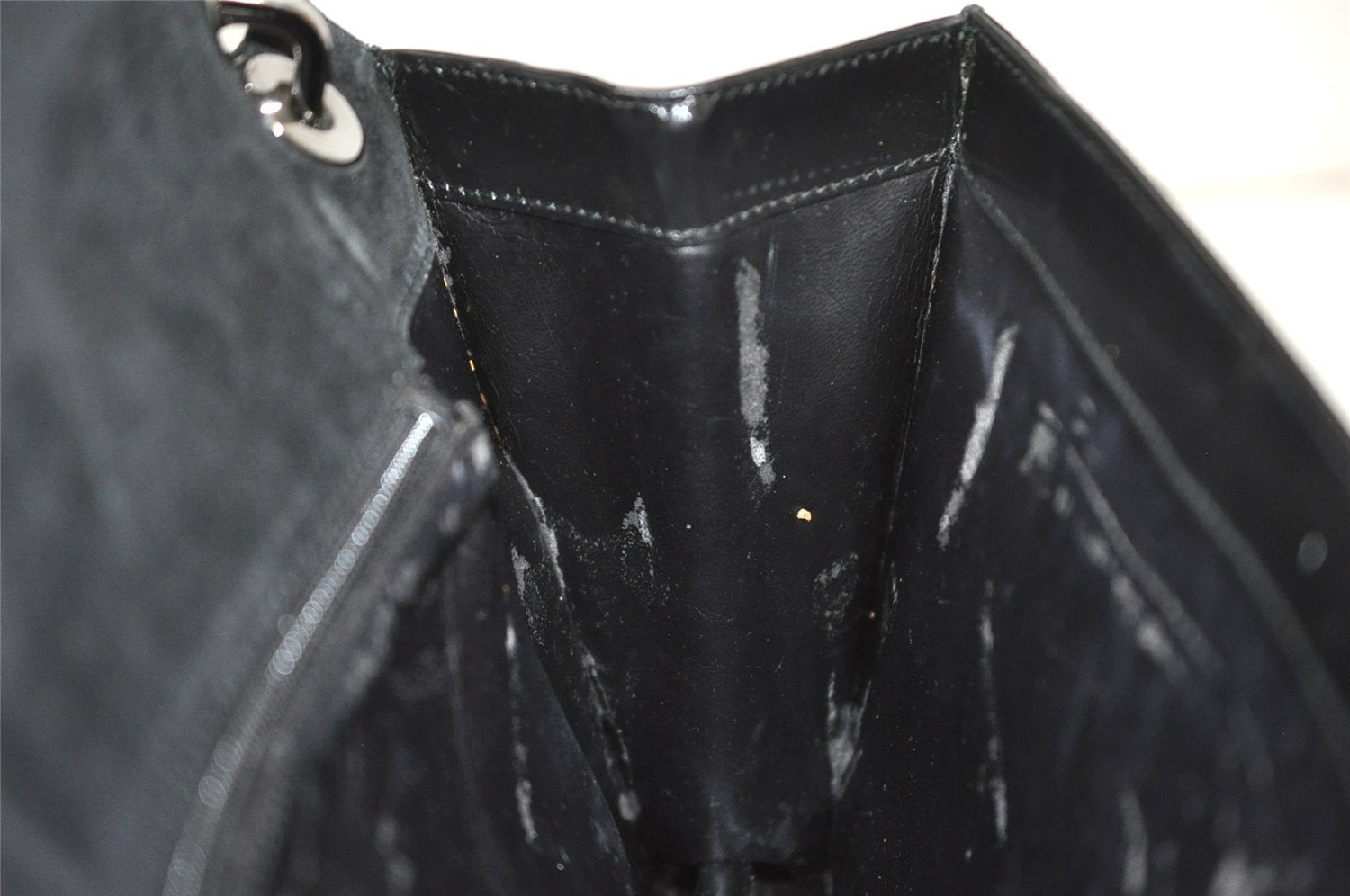 Authentic GUCCI Vintage Shoulder Hand Bag Purse Enamel 0013033 Black 1154K