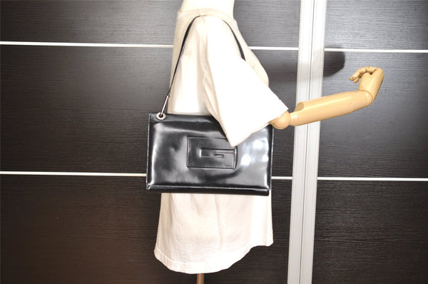 Authentic GUCCI Vintage Shoulder Hand Bag Purse Enamel 0013033 Black 1154K