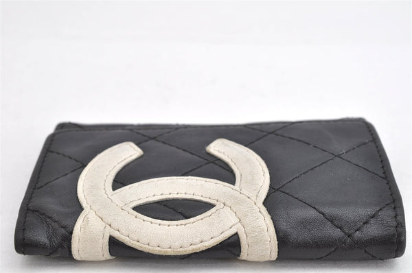 Auth CHANEL Cambon Line Quilted CC Logo Calf Skin 6 Hooks Key Case Black 1157K