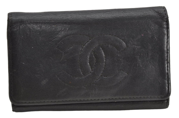 Authentic CHANEL Vintage Calf Skin 6 Hooks Key Case Purse CC Logo Black 1158K