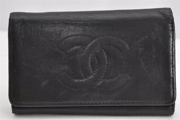 Authentic CHANEL Vintage Calf Skin 6 Hooks Key Case Purse CC Logo Black 1158K