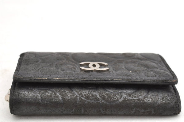 Authentic CHANEL Camellia Calf Skin 6 Six Hooks Key Case Black Junk 1159K