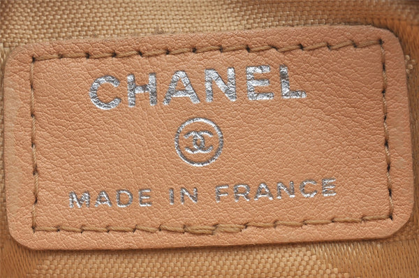 Authentic CHANEL Calf Skin Cambon Line Cigarette Case Pouch Beige Box 1160I