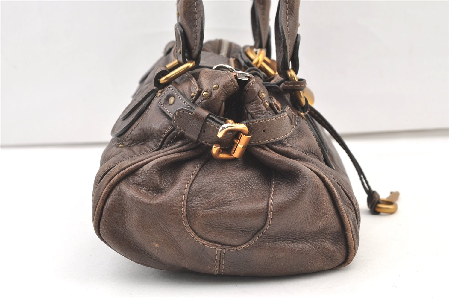 Authentic Chloe Vintage Paddington Leather Shoulder Hand Bag Brown 1160K