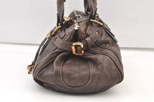 Authentic Chloe Vintage Paddington Leather Shoulder Hand Bag Brown 1160K