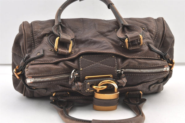 Authentic Chloe Vintage Paddington Leather Shoulder Hand Bag Brown 1160K