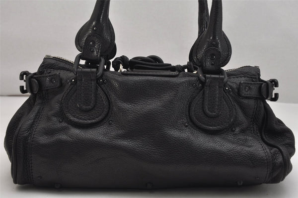 Authentic Chloe Vintage Paddington Leather Shoulder Hand Bag Black 1164K