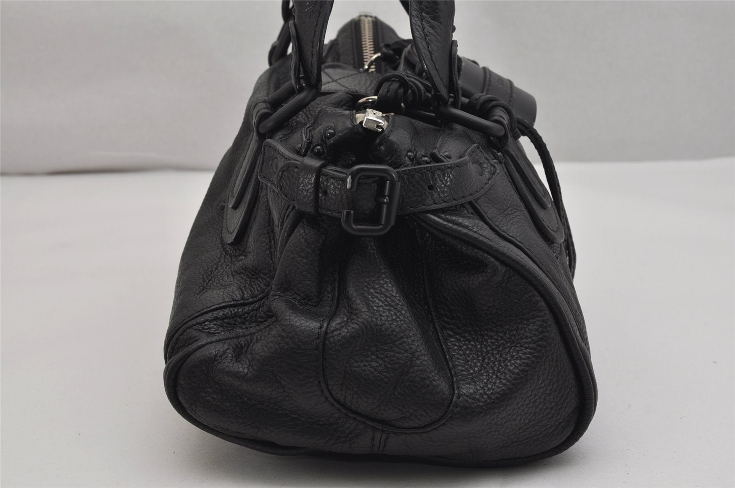 Authentic Chloe Vintage Paddington Leather Shoulder Hand Bag Black 1164K