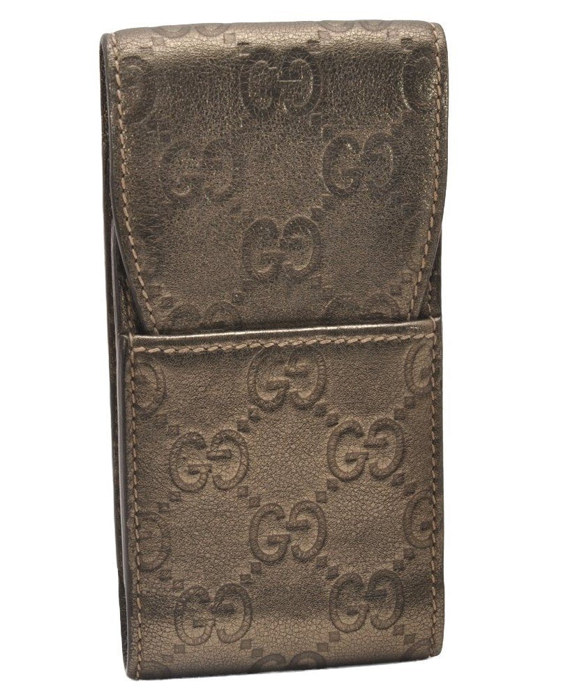 Authentic GUCCI Guccissima GG Leather Cigarette Case 181716 Khaki Green 1169J