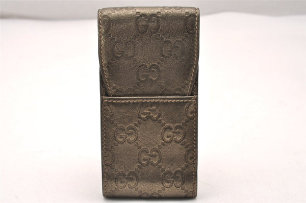 Authentic GUCCI Guccissima GG Leather Cigarette Case 181716 Khaki Green 1169J