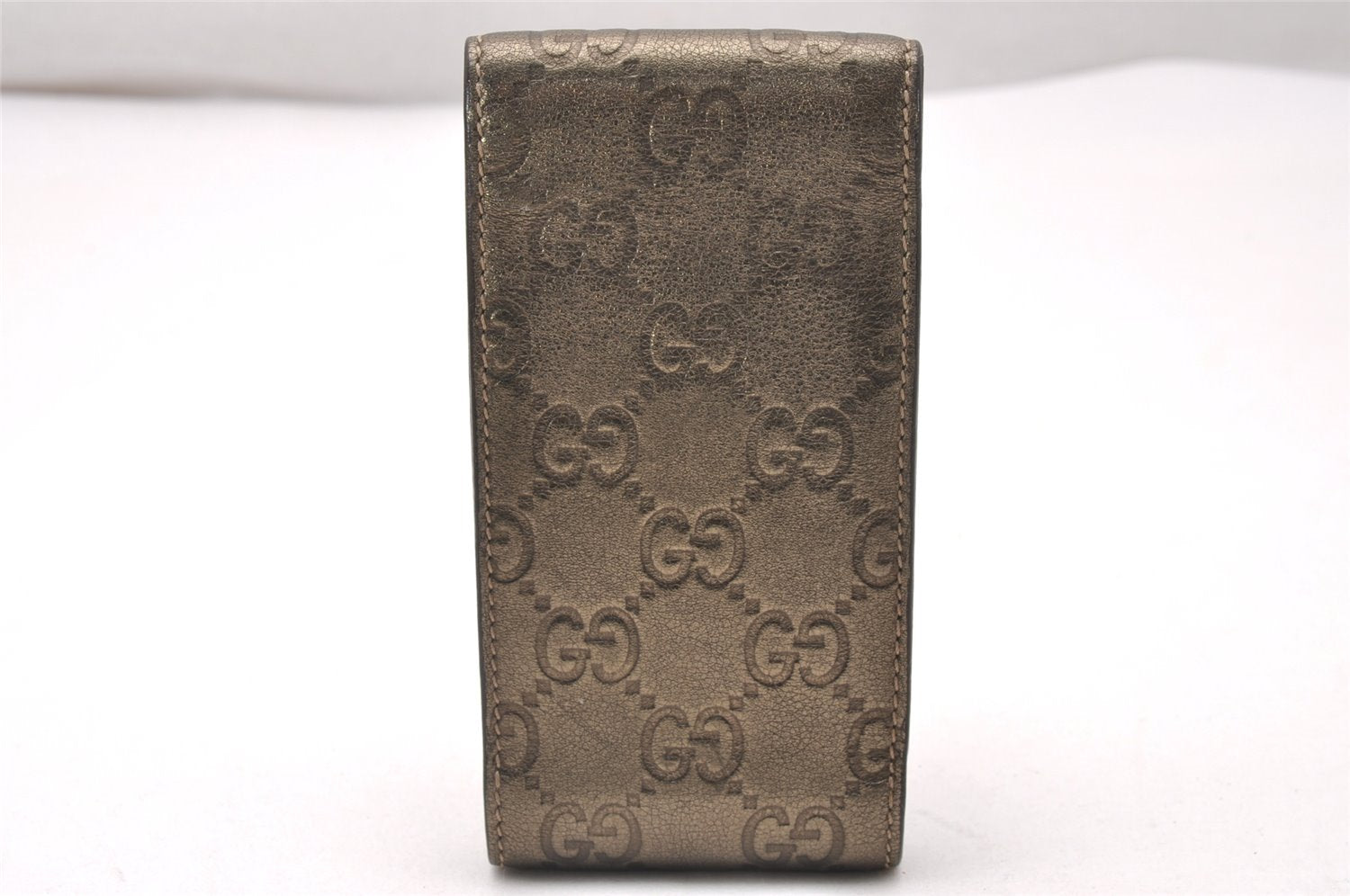 Authentic GUCCI Guccissima GG Leather Cigarette Case 181716 Khaki Green 1169J