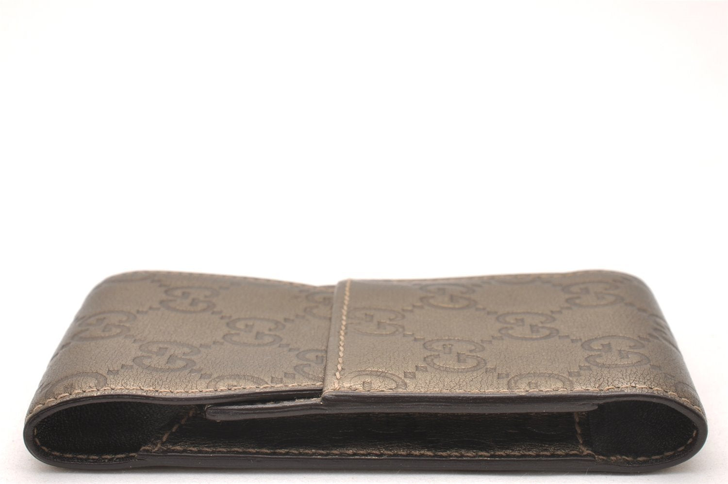 Authentic GUCCI Guccissima GG Leather Cigarette Case 181716 Khaki Green 1169J