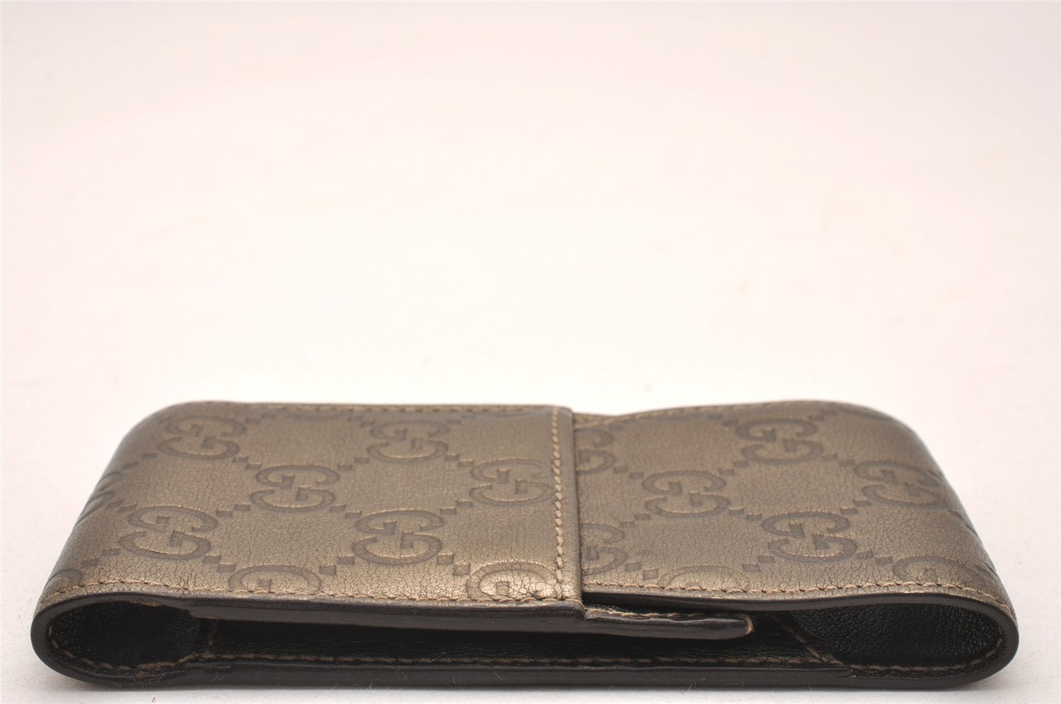 Authentic GUCCI Guccissima GG Leather Cigarette Case 181716 Khaki Green 1169J