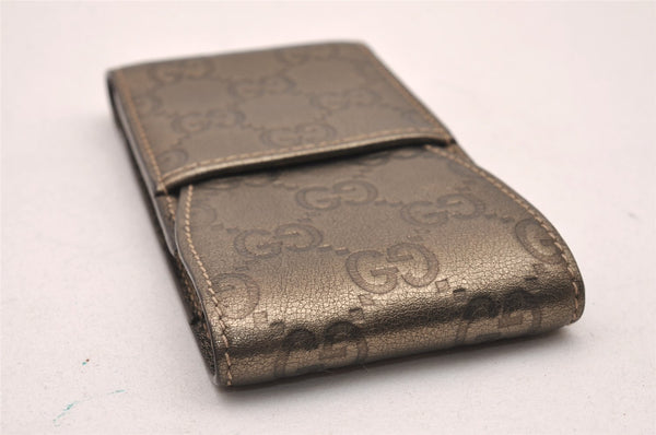 Authentic GUCCI Guccissima GG Leather Cigarette Case 181716 Khaki Green 1169J