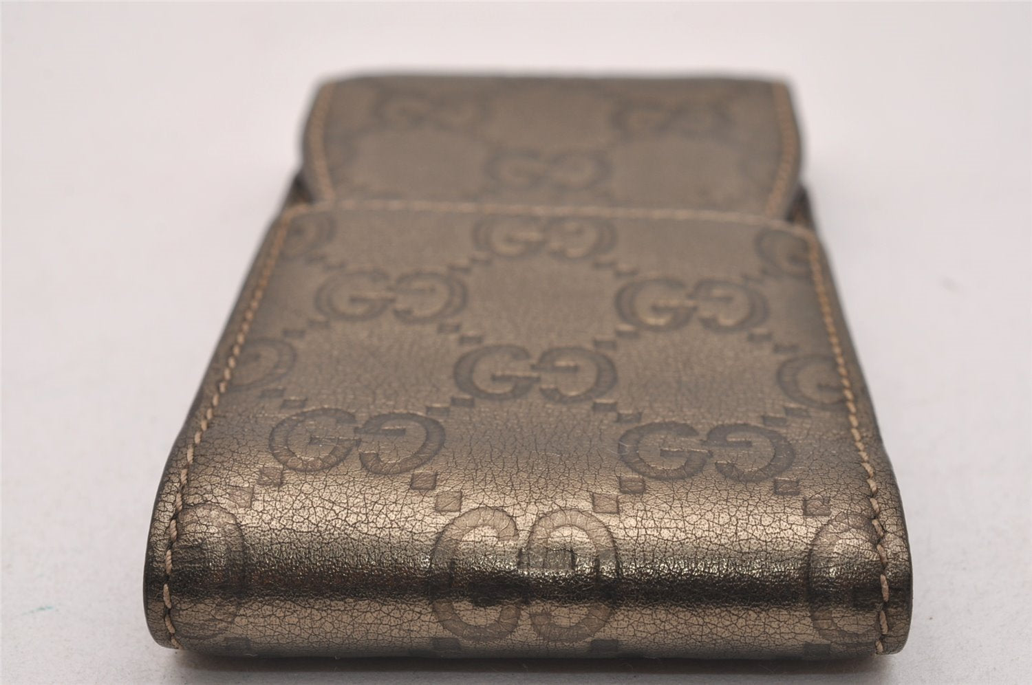 Authentic GUCCI Guccissima GG Leather Cigarette Case 181716 Khaki Green 1169J