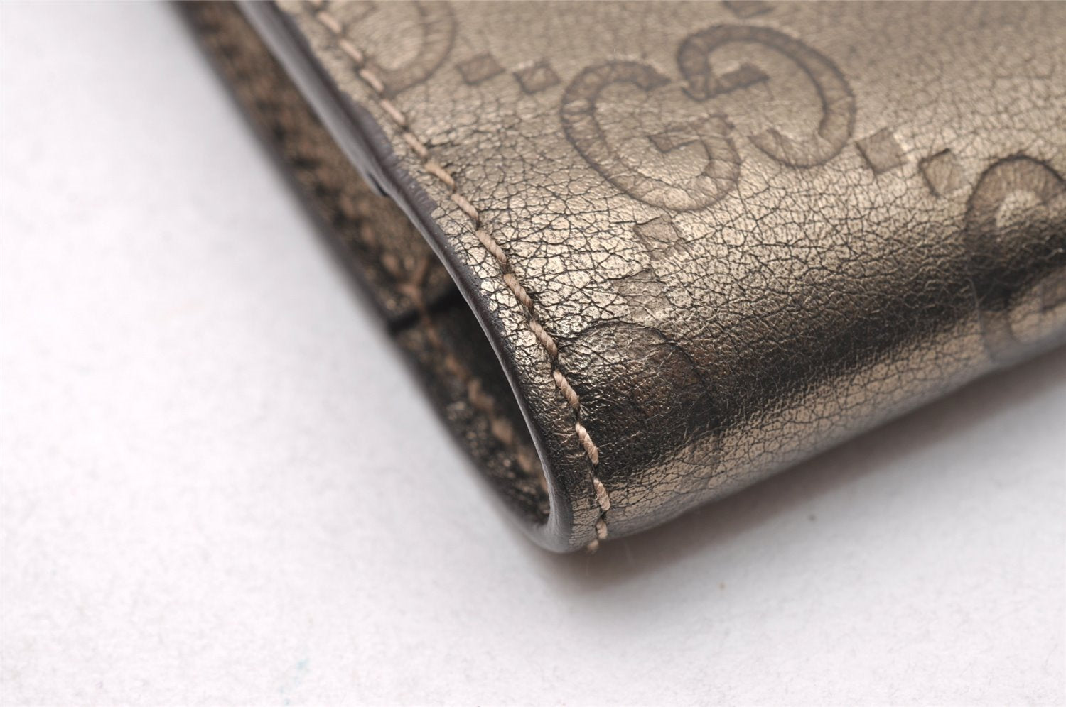 Authentic GUCCI Guccissima GG Leather Cigarette Case 181716 Khaki Green 1169J