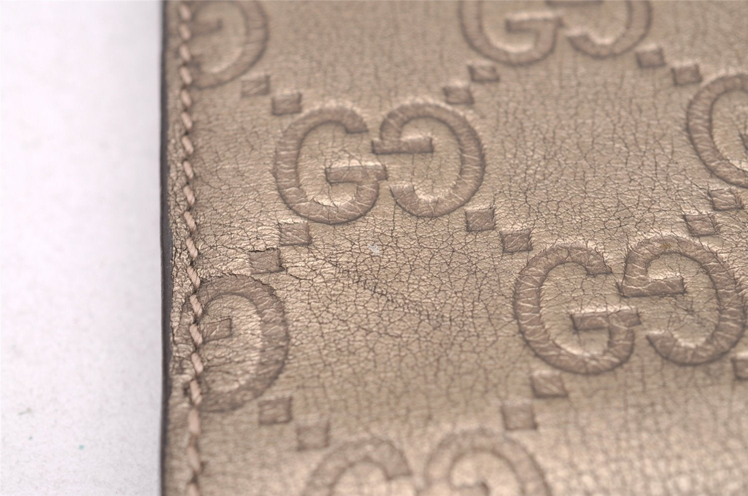 Authentic GUCCI Guccissima GG Leather Cigarette Case 181716 Khaki Green 1169J