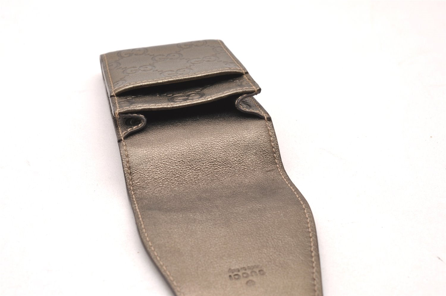 Authentic GUCCI Guccissima GG Leather Cigarette Case 181716 Khaki Green 1169J