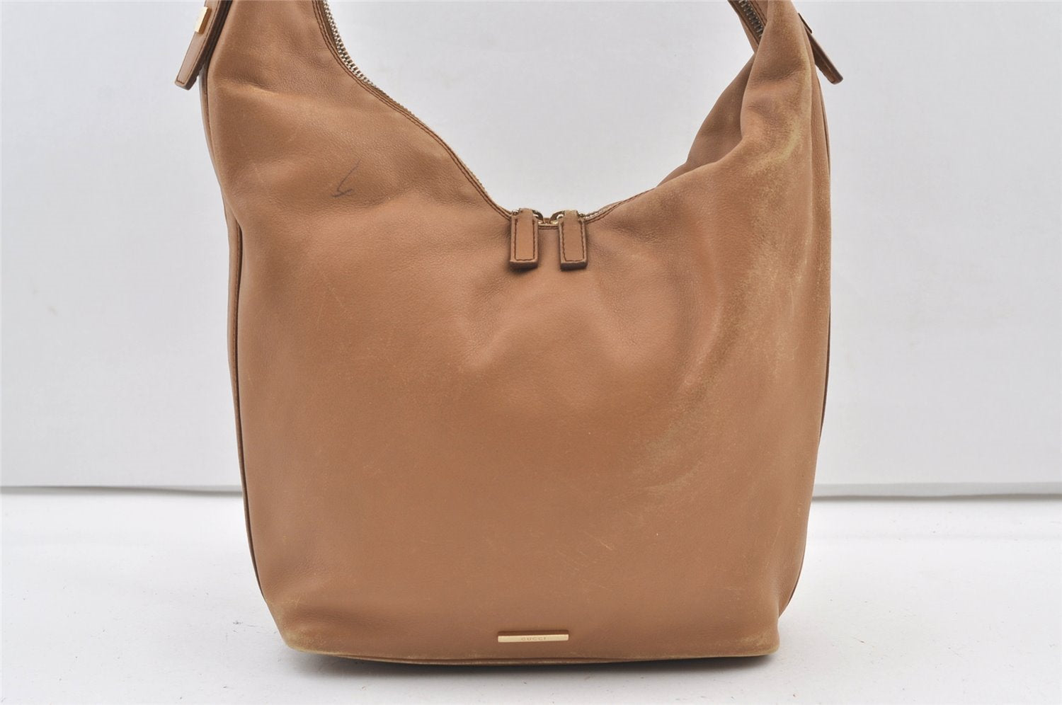 Authentic GUCCI Vintage Shoulder Hand Bag Purse Leather 0014288 Beige 1169K