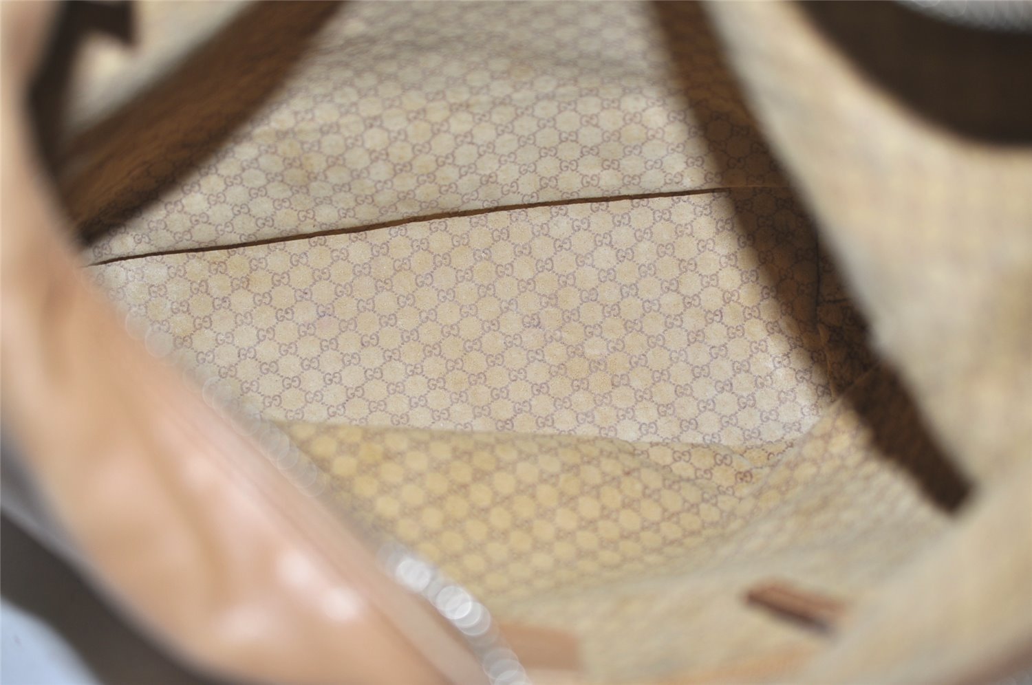 Authentic GUCCI Vintage Shoulder Hand Bag Purse Leather 0014288 Beige 1169K