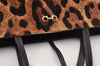 Authentic Salvatore Ferragamo Gancini Unborn Calf Leather Tote Bag Brown 1171I