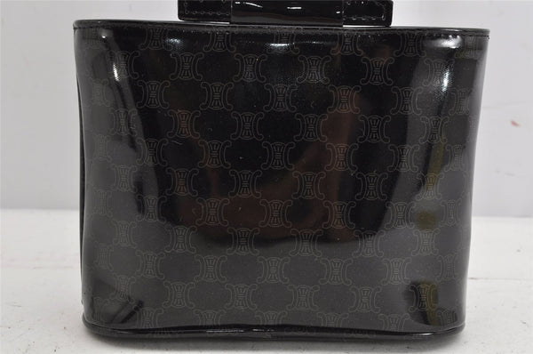 Authentic CELINE Macadam Blason Pattern Hand Pouch Purse Enamel Black Box 1171K