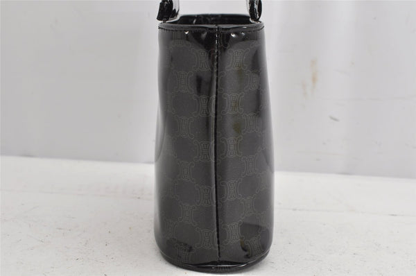 Authentic CELINE Macadam Blason Pattern Hand Pouch Purse Enamel Black Box 1171K