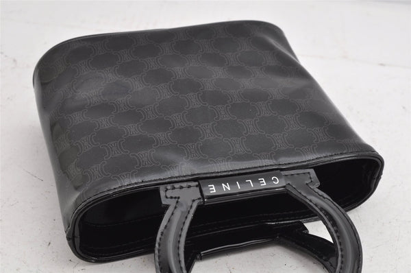 Authentic CELINE Macadam Blason Pattern Hand Pouch Purse Enamel Black Box 1171K