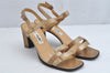 Authentic CELINE Vintage Ladies Sandals Leather US Size 7 Beige Box Junk 1172K