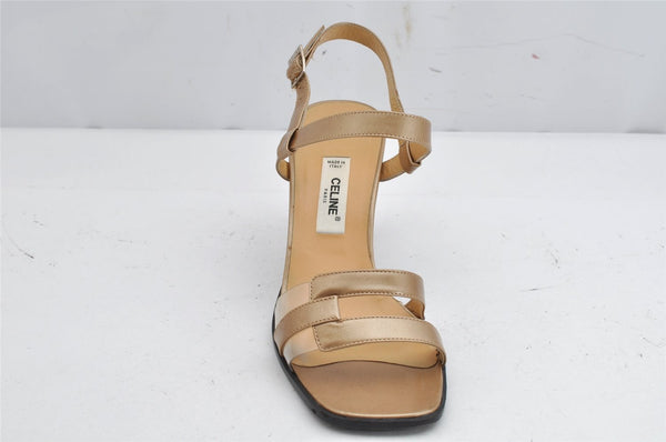 Authentic CELINE Vintage Ladies Sandals Leather US Size 7 Beige Box Junk 1172K