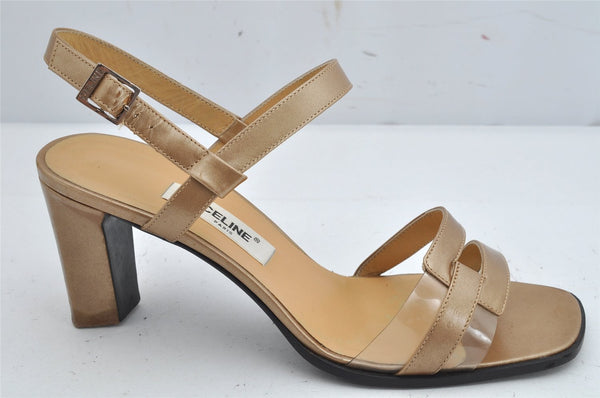 Authentic CELINE Vintage Ladies Sandals Leather US Size 7 Beige Box Junk 1172K