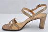 Authentic CELINE Vintage Ladies Sandals Leather US Size 7 Beige Box Junk 1172K