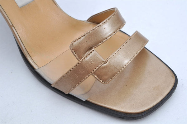 Authentic CELINE Vintage Ladies Sandals Leather US Size 7 Beige Box Junk 1172K
