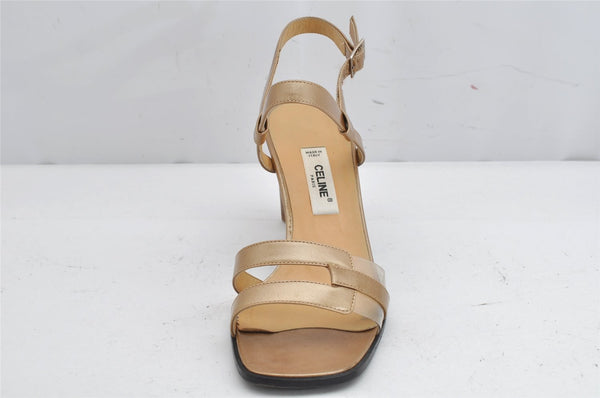 Authentic CELINE Vintage Ladies Sandals Leather US Size 7 Beige Box Junk 1172K