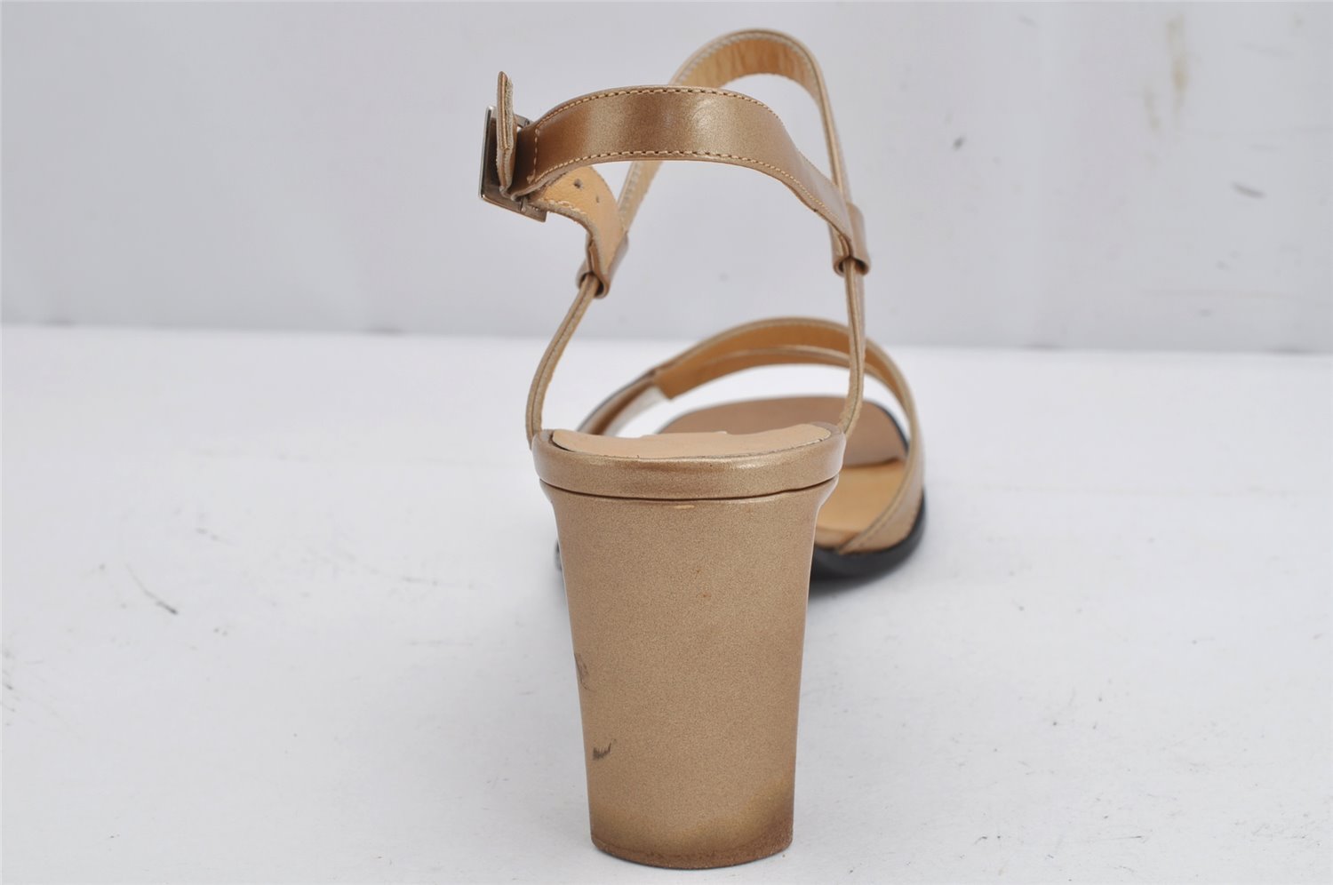 Authentic CELINE Vintage Ladies Sandals Leather US Size 7 Beige Box Junk 1172K