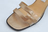 Authentic CELINE Vintage Ladies Sandals Leather US Size 7 Beige Box Junk 1172K