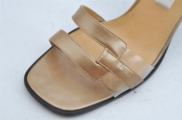 Authentic CELINE Vintage Ladies Sandals Leather US Size 7 Beige Box Junk 1172K