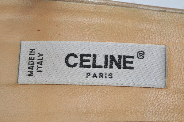 Authentic CELINE Vintage Ladies Sandals Leather US Size 7 Beige Box Junk 1172K