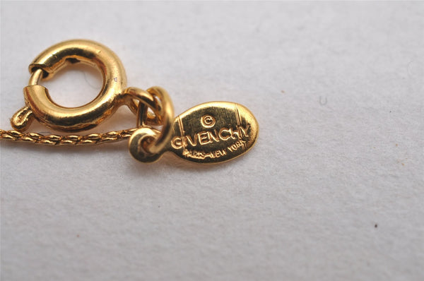 Authentic GIVENCHY Vintage G Motif Chain Pendant Necklace Gold Tone 1174I