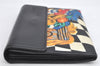 Authentic Gianni Versace Bifold Wallet Purse PVC Leather Black Multicolor 1174K