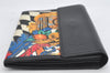 Authentic Gianni Versace Bifold Wallet Purse PVC Leather Black Multicolor 1174K