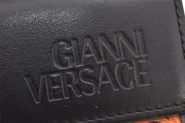 Authentic Gianni Versace Bifold Wallet Purse PVC Leather Black Multicolor 1174K