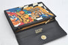Authentic Gianni Versace Bifold Wallet Purse PVC Leather Black Multicolor 1174K
