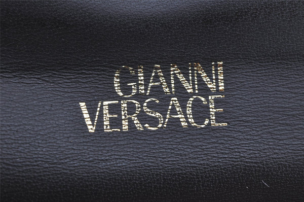 Authentic Gianni Versace Bifold Wallet Purse PVC Leather Black Multicolor 1174K
