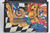 Authentic Gianni Versace Bifold Wallet Purse PVC Leather Black Multicolor 1174K