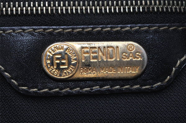 Authentic FENDI Pequin 2Way Hand Boston Bag PVC Leather Brown Black 1175I