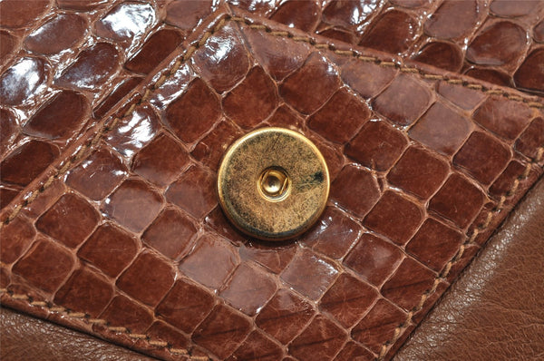 Authentic GUCCI 2Way Shoulder Cross Body Clutch Bag Purse Leather Brown 1176I