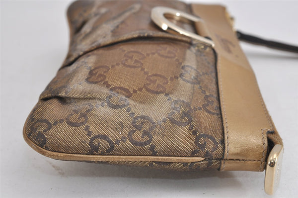 Authentic GUCCI GG Crystal Abbey Pouch Purse GG PVC Leather 203650 Brown 1178J