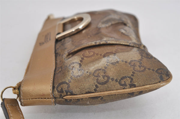 Authentic GUCCI GG Crystal Abbey Pouch Purse GG PVC Leather 203650 Brown 1178J